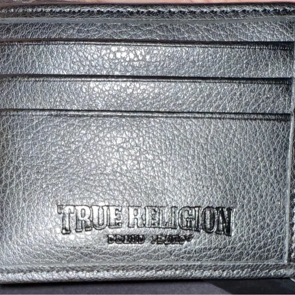 TRUE RELIGION Black Leather Wallet With Red Trim NWT
